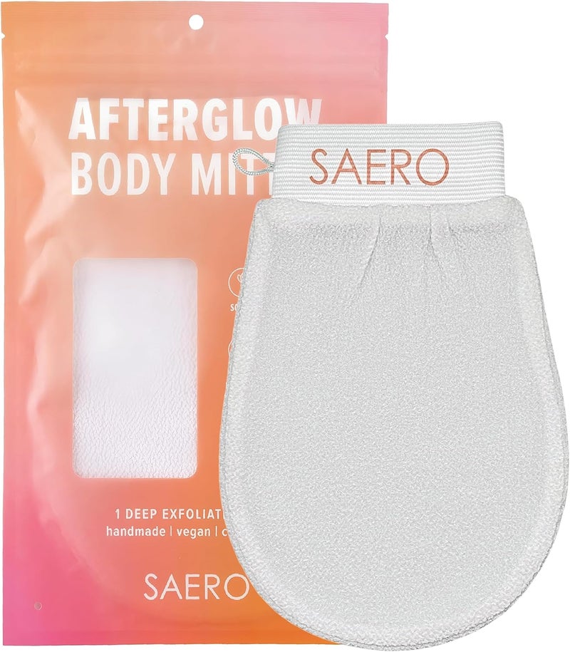 SAERO Korean Exfoliating Mitt for Body – Deep Scrub Glove for Dead Skin, Spray Tan Removal, Ingrown Hairs & KP – Korean Spa-Style Viscose Peeling Towel for Shower or Bath – 1 Count - Image 1